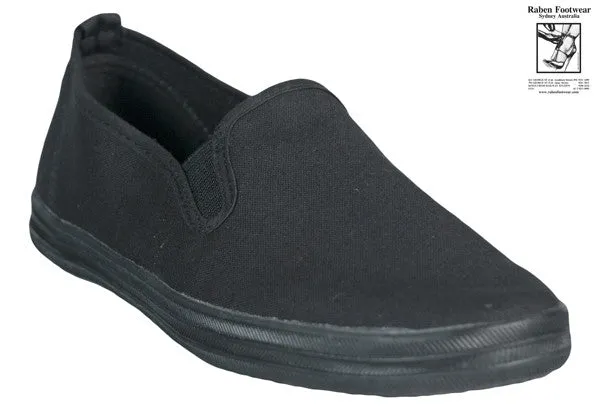 Raben Slip On Black/ Black Canvas Shoe