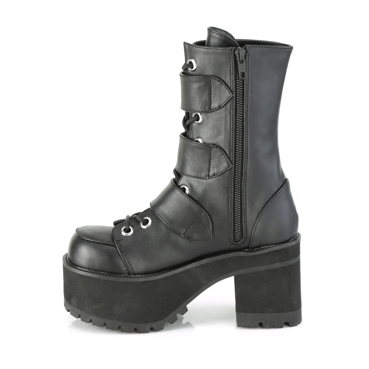 RANGER-308 DemoniaCult Black Vegan Leather Sexy Women's Ankle Boots (Alternative Footwear)