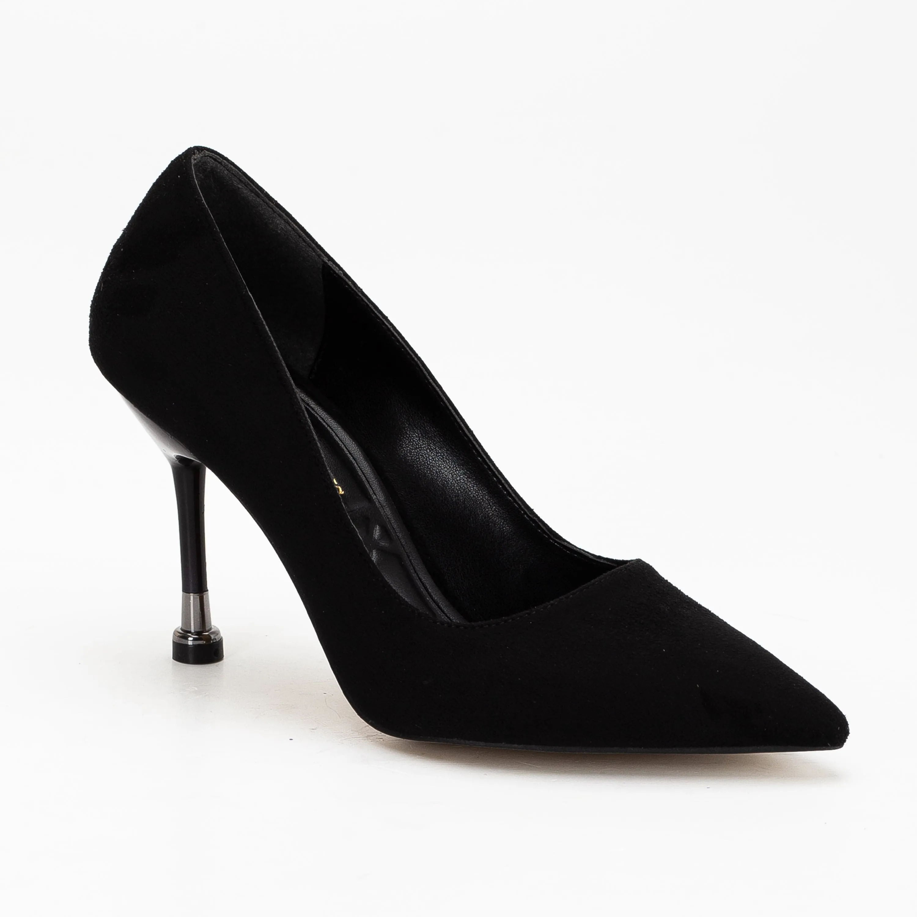 Raven Vegan Suede Pointed Toe Stiletto Pump | Black