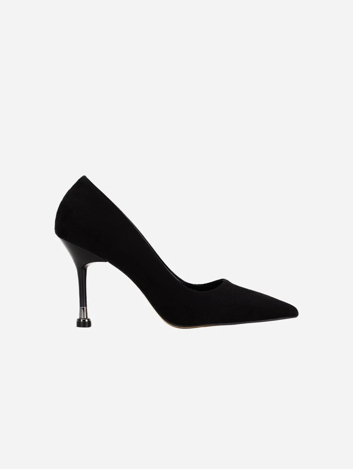 Raven Vegan Suede Pointed Toe Stiletto Pump | Black