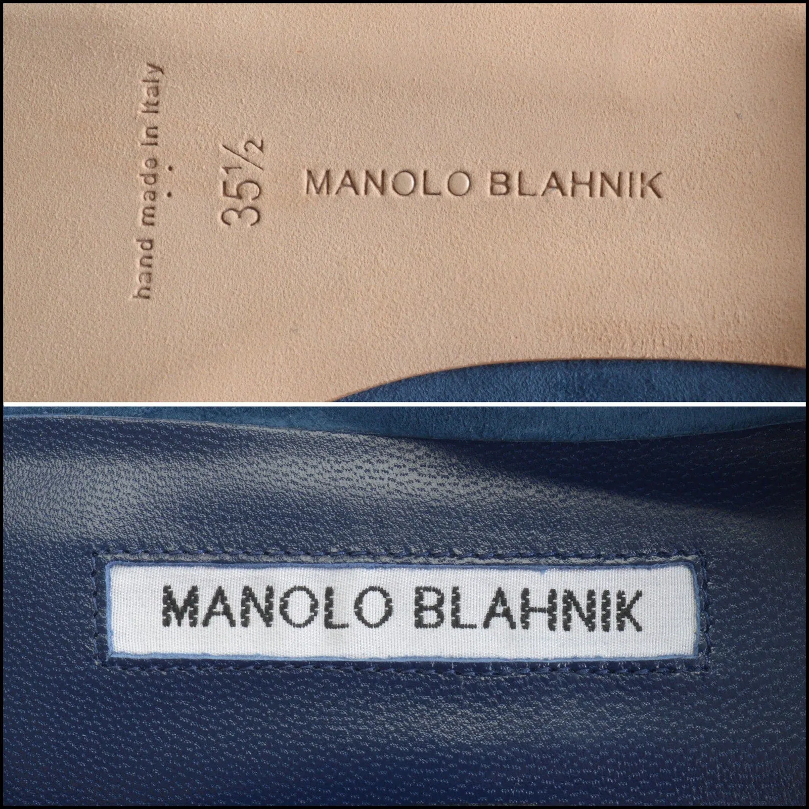RDC14163 Authentic MANOLO BLAHNIK Blue Suede Flat Mules Size 5
