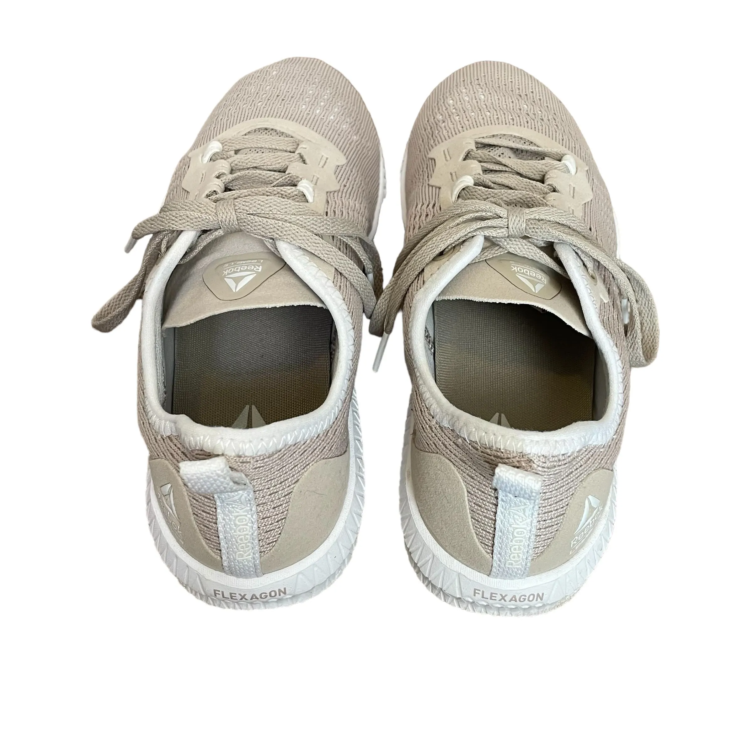 Reebok | Women's Tan and White Les Mills Flexago Crosstrainer Sneakers | Size: 8.5