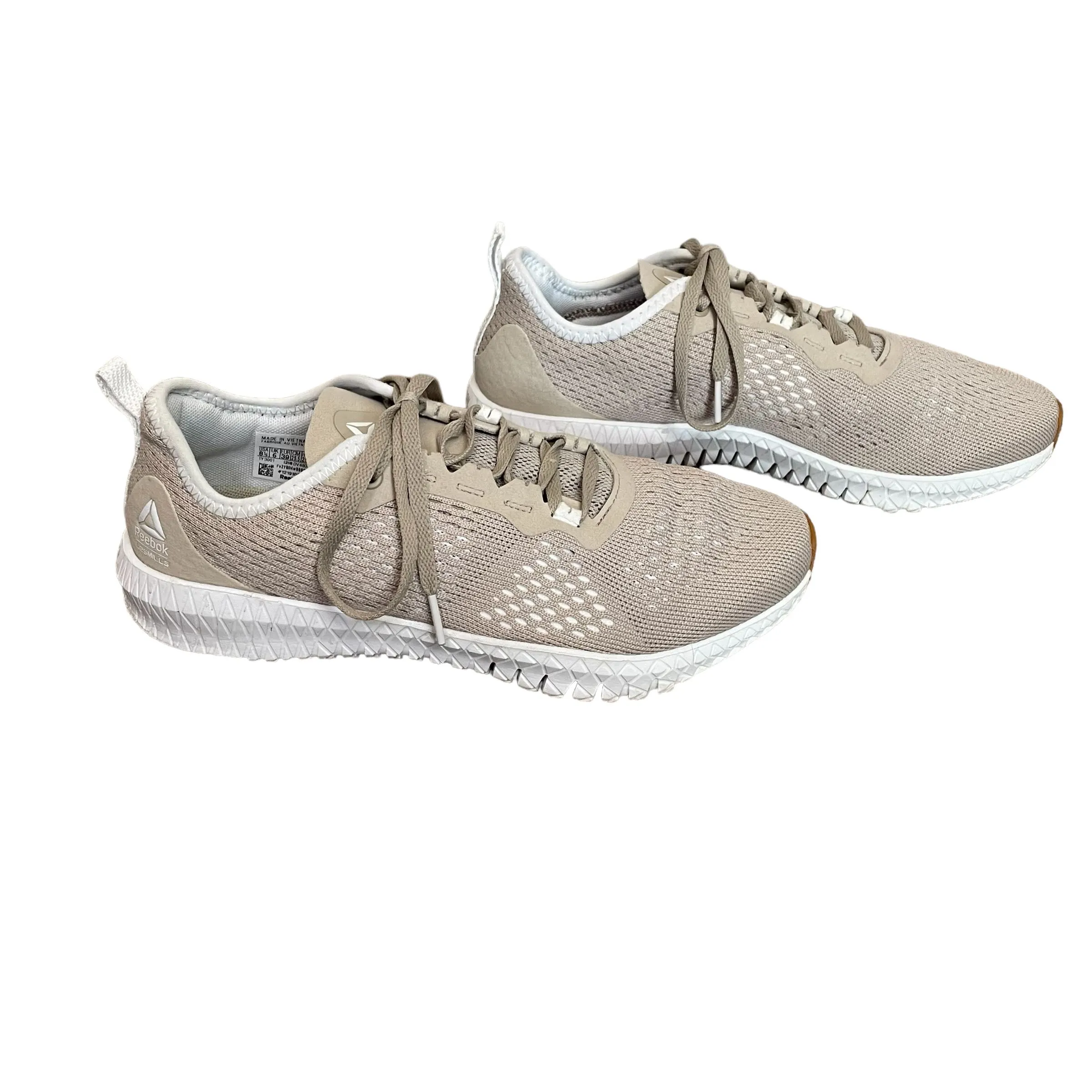 Reebok | Women's Tan and White Les Mills Flexago Crosstrainer Sneakers | Size: 8.5