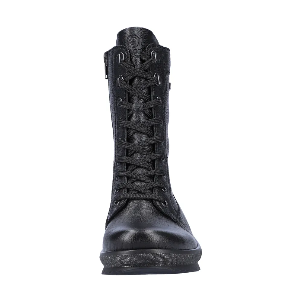 Remonte R8483-01 Hella 83 Combat Boot Black Leather (Women's)