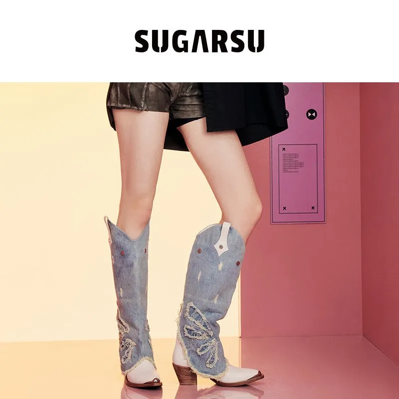 Removable Jeans Leg Pointed Toe Western Boots
