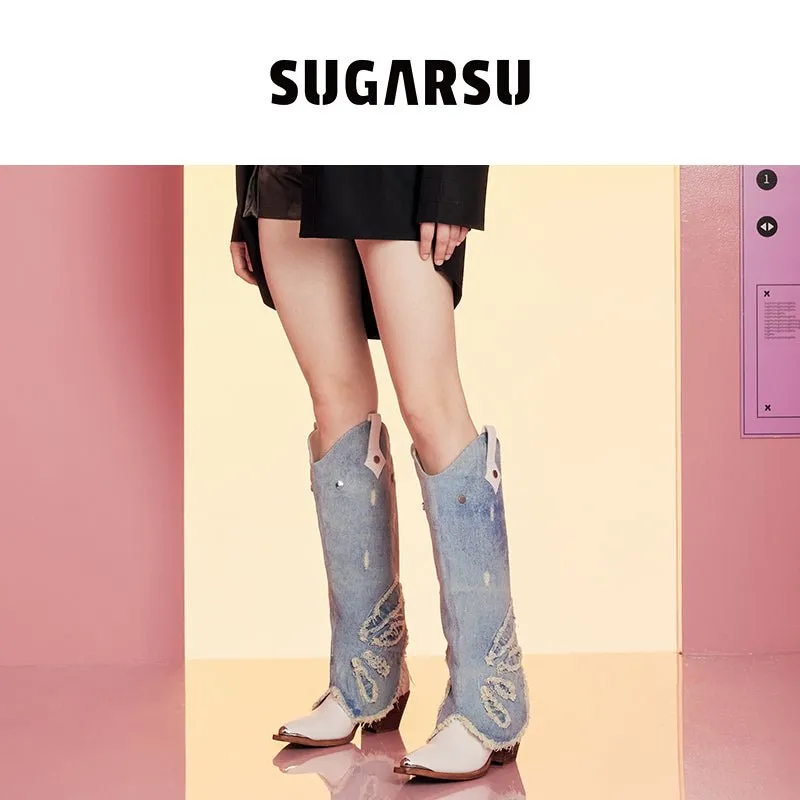 Removable Jeans Leg Pointed Toe Western Boots