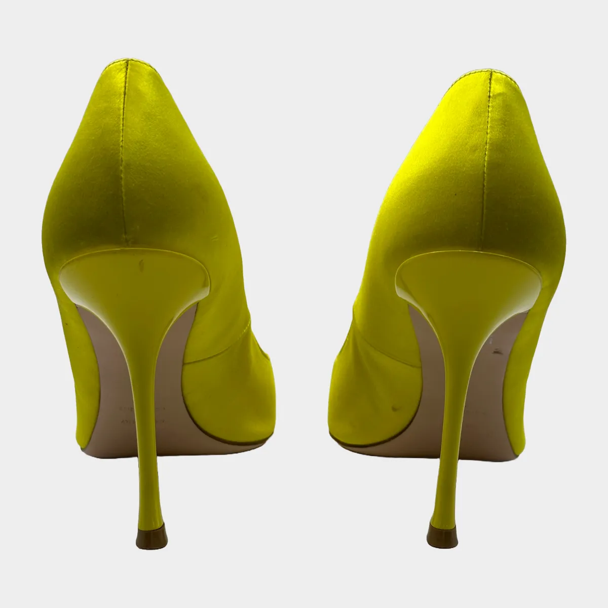 Roger Vivier women's yellow satin pumps with crystal buckles