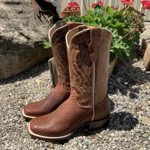 Roper Women's Cognac Brown Genuine Python Square Toe Cowgirl Boot 6510-8225