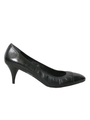 Round Toe Leather Pumps