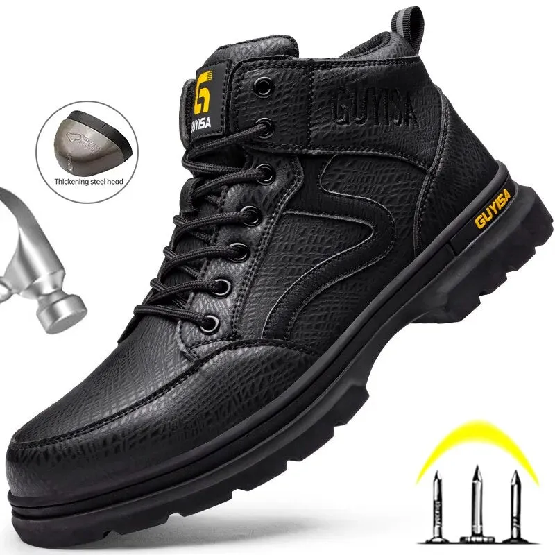 S1 Men's steel toe work boots, waterproof safety shoes