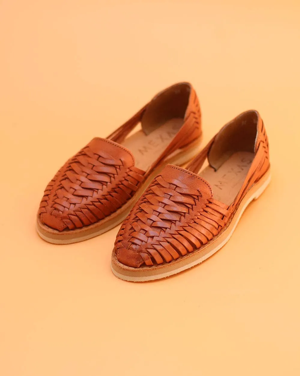 SAHUAYO - Woven Leather Loafers Camel | Mexas