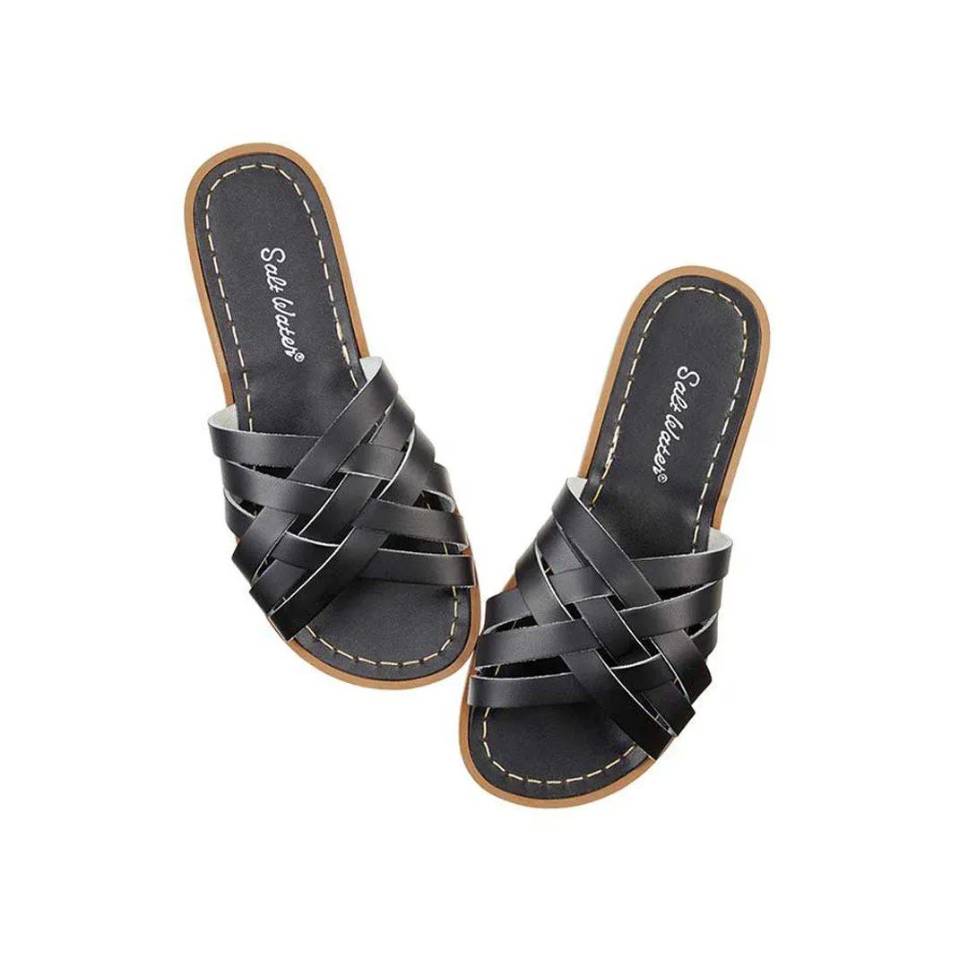 Salt-Water Women's Sandals - Retro Slide - Black