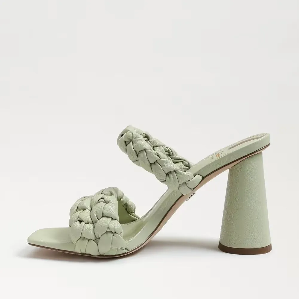 Sam Edelman Kendra Pistachio Leather Block Heel Square Toe Slip On Fashion Mules