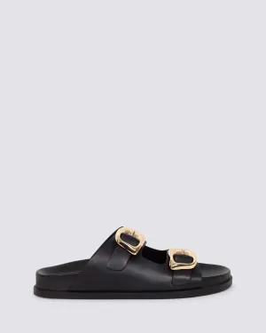 SAN JOSE SANDALS BLACK/GOLD LEATHER