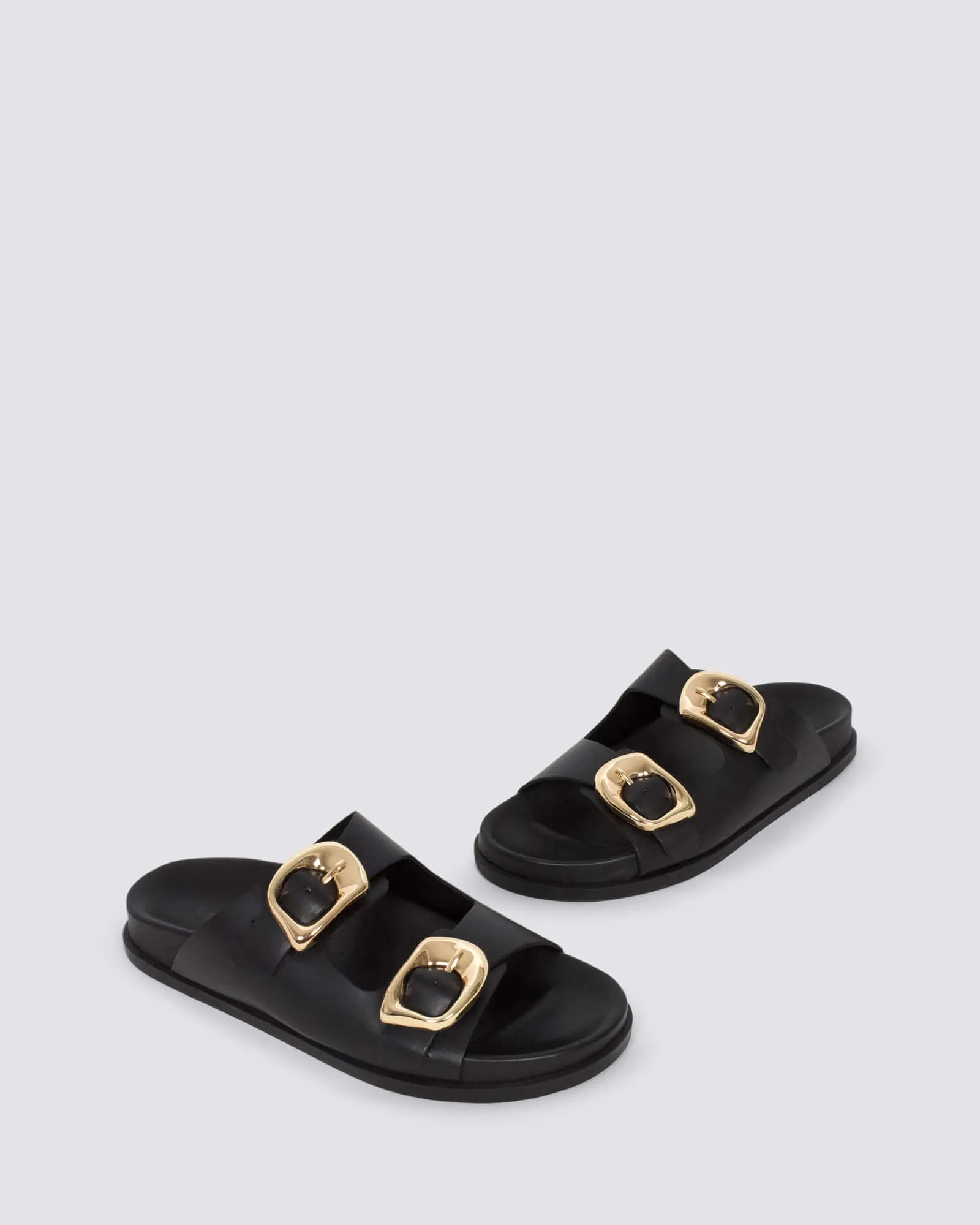 SAN JOSE SANDALS BLACK/GOLD LEATHER