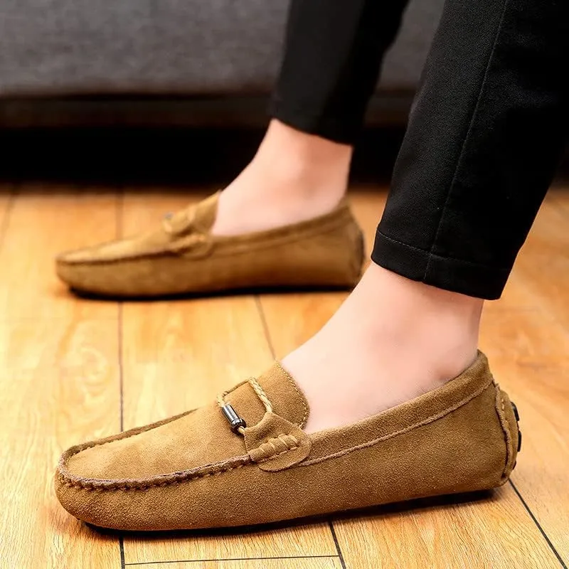 Santimon Men's Suede Casual Loafers Comfortable Office Slip on Lightweight Walking Driving Dress Shoes