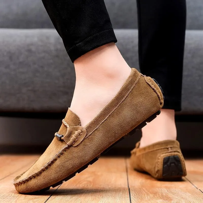 Santimon Men's Suede Casual Loafers Comfortable Office Slip on Lightweight Walking Driving Dress Shoes