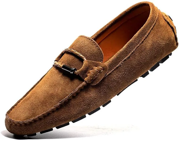 Santimon Men's Suede Casual Loafers Comfortable Office Slip on Lightweight Walking Driving Dress Shoes