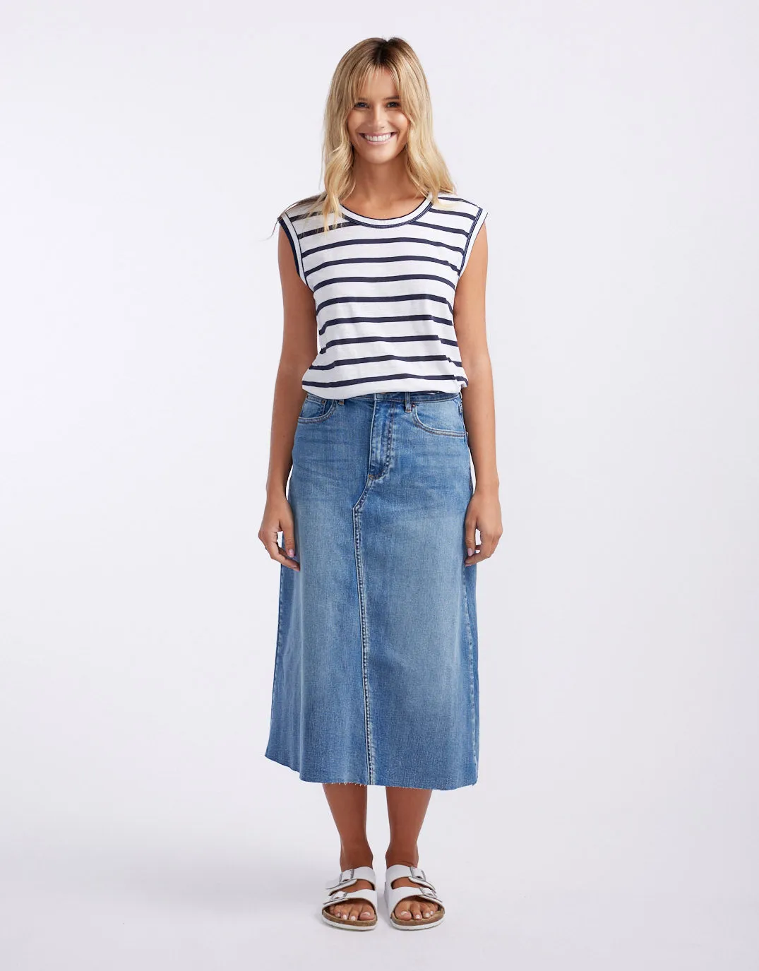 Saskia Denim Skirt - Mid Wash