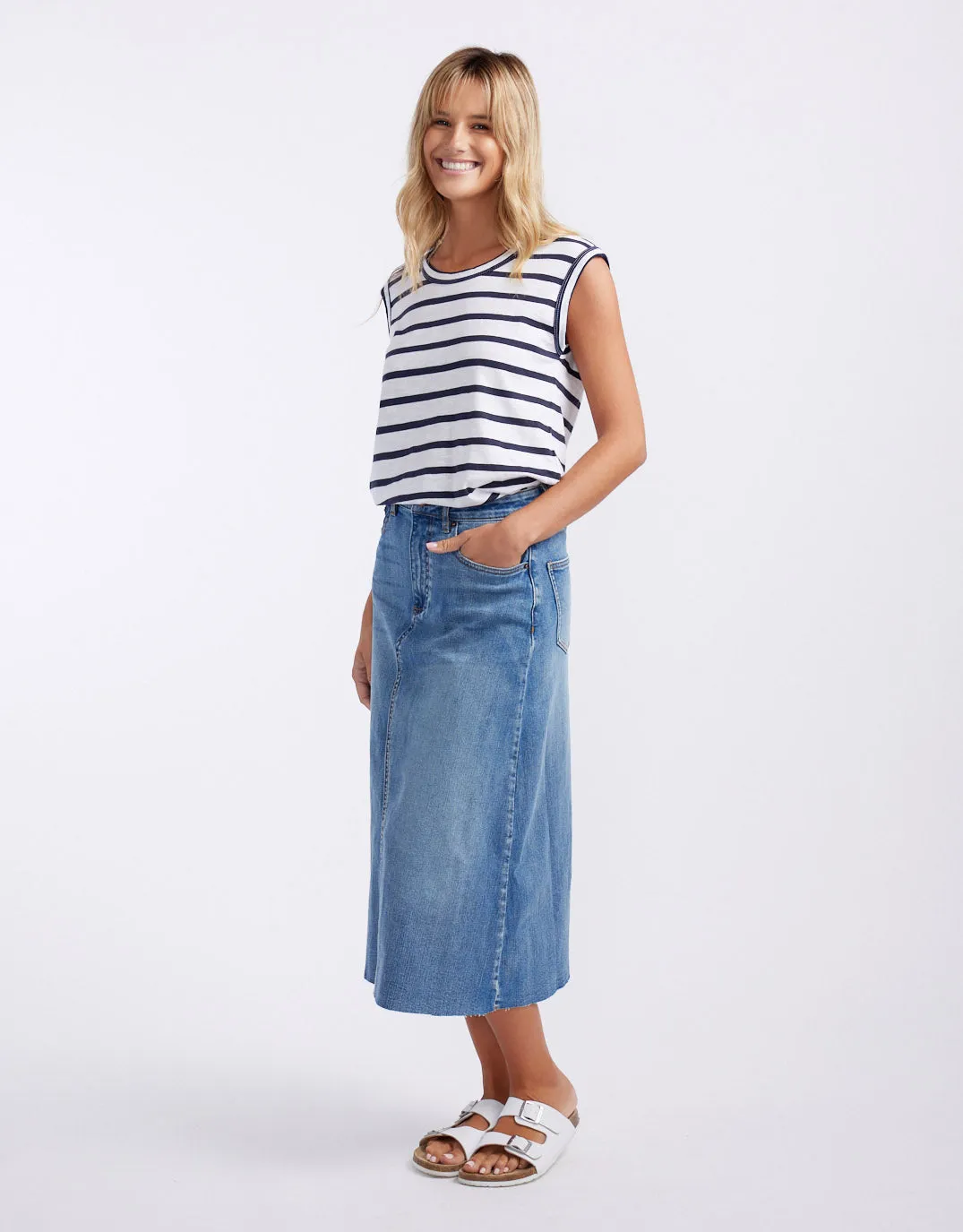 Saskia Denim Skirt - Mid Wash