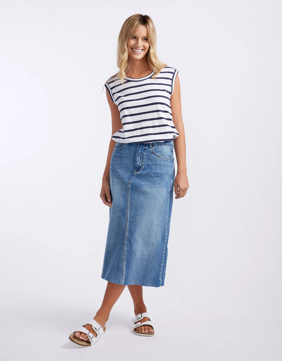 Saskia Denim Skirt - Mid Wash