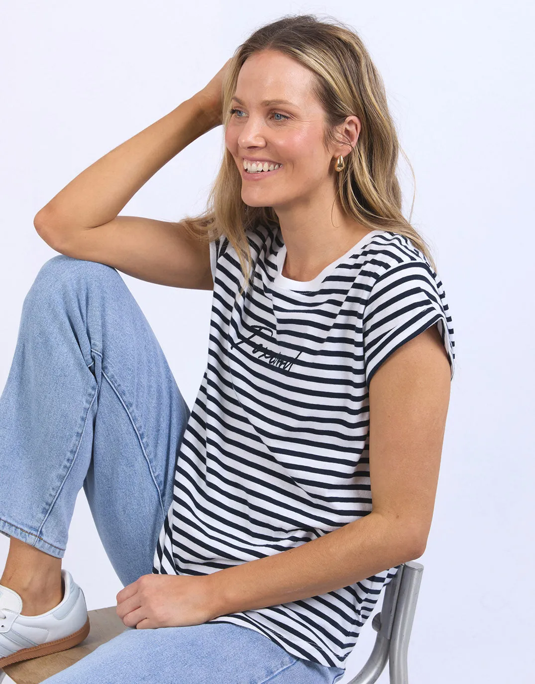 Signature Stripe Tee - Dark Sapphire/White Stripe