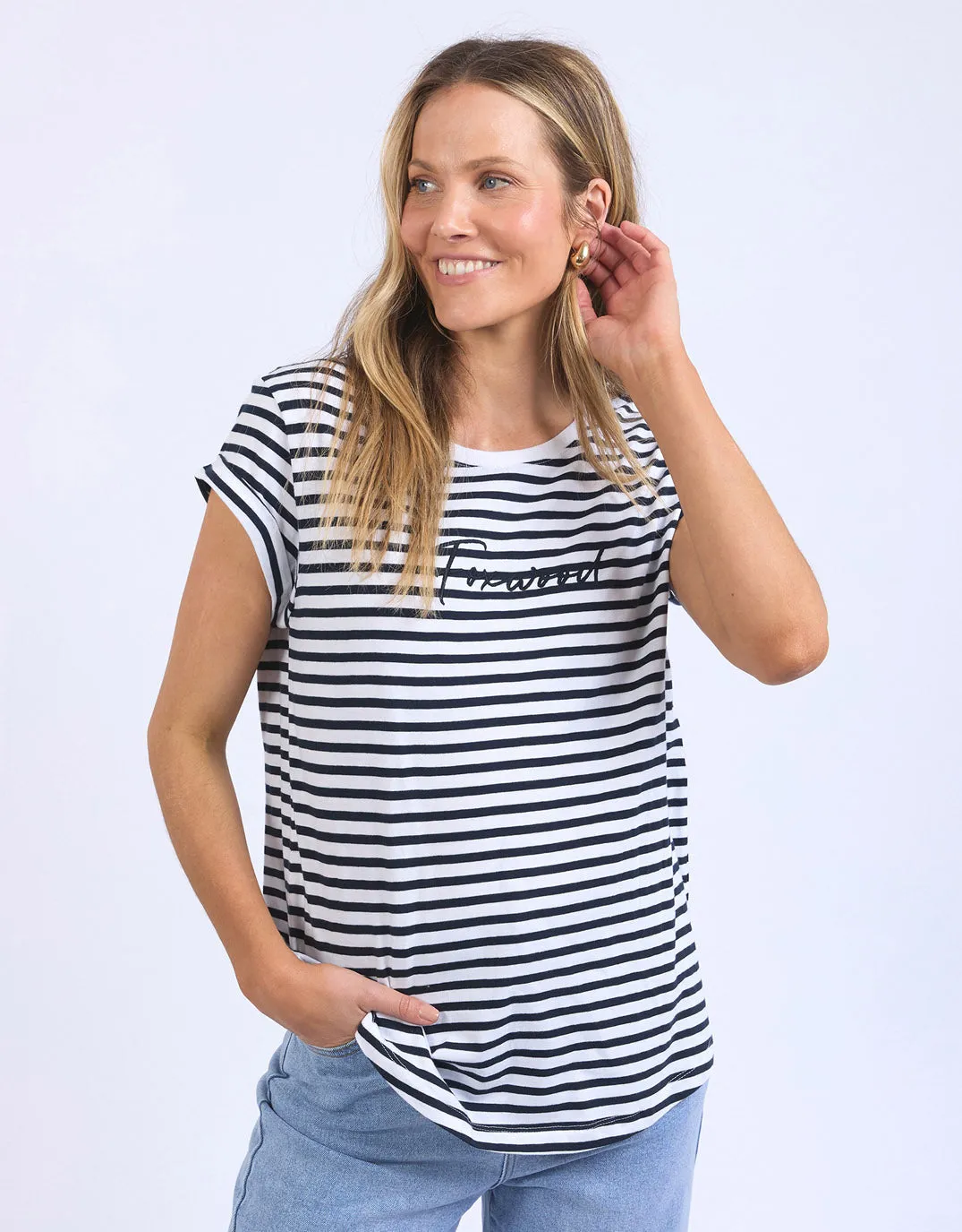Signature Stripe Tee - Dark Sapphire/White Stripe