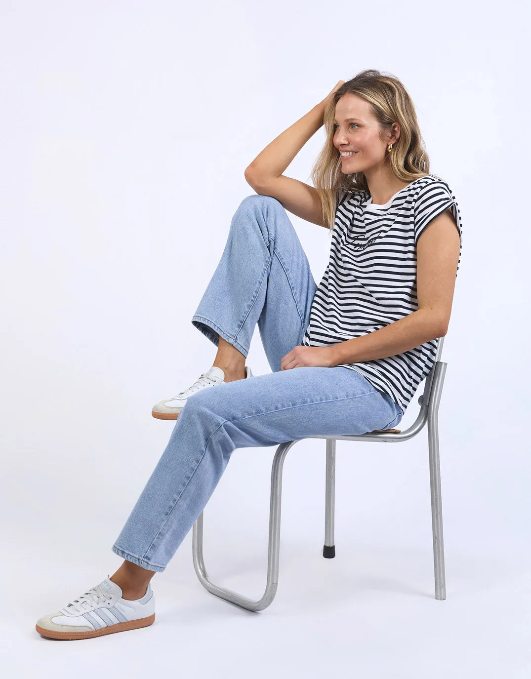Signature Stripe Tee - Dark Sapphire/White Stripe