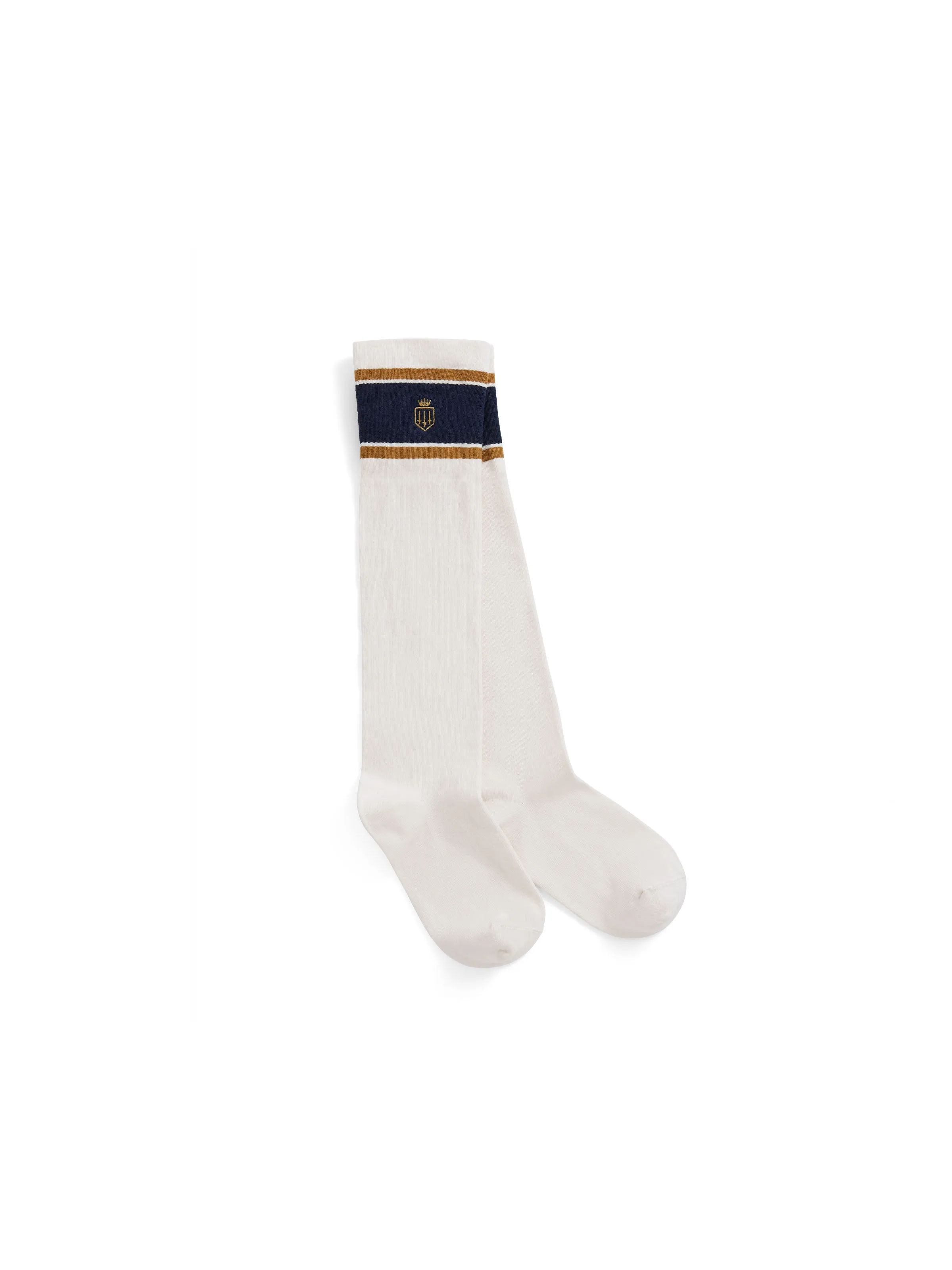 Signature Women's Knee High Socks - Cream, Navy & Gold