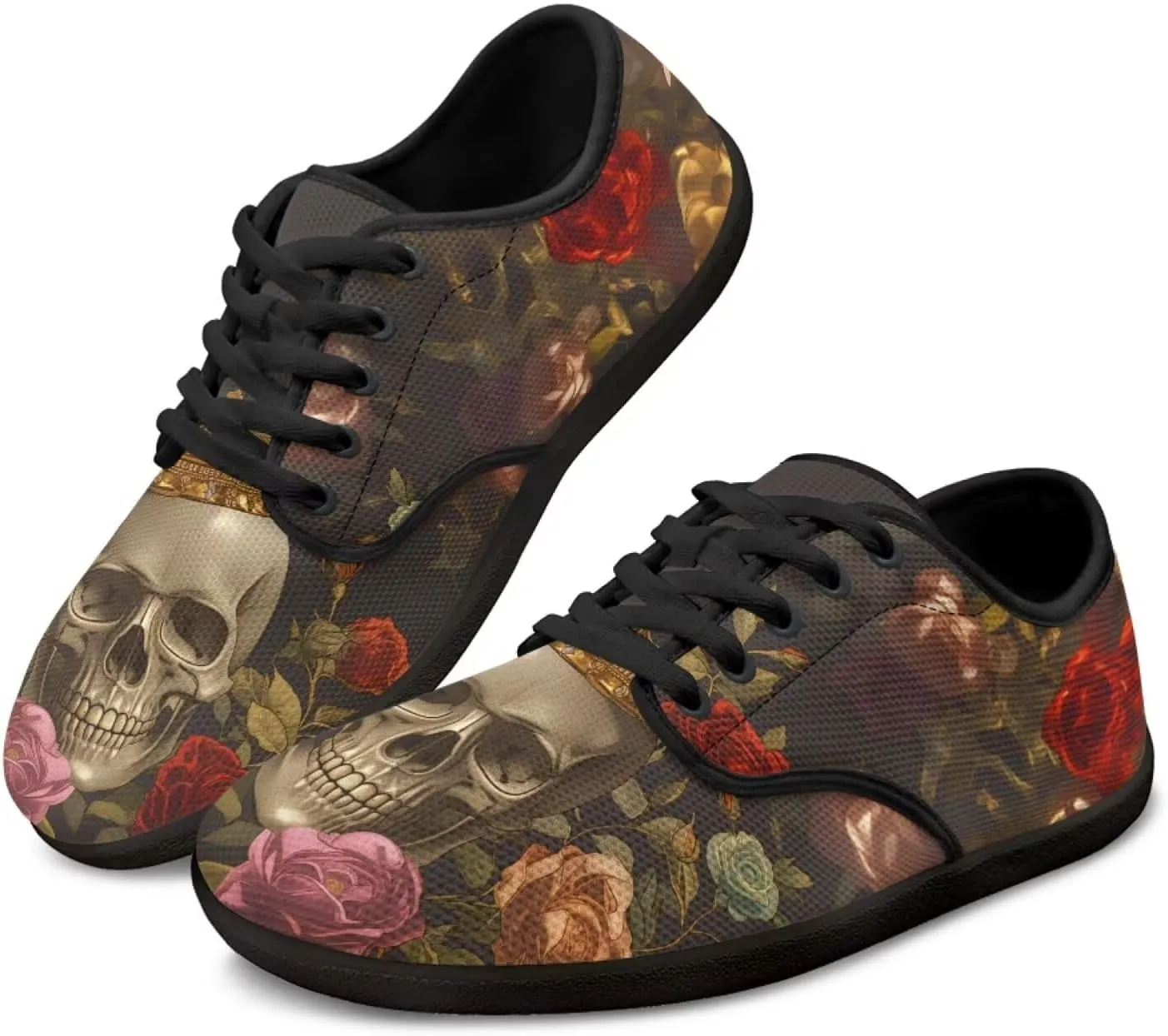 Skull Sneakers for Women Men Business Casual Shoes Wide Toe Box Barefoot Zero Drop Walking Shoes