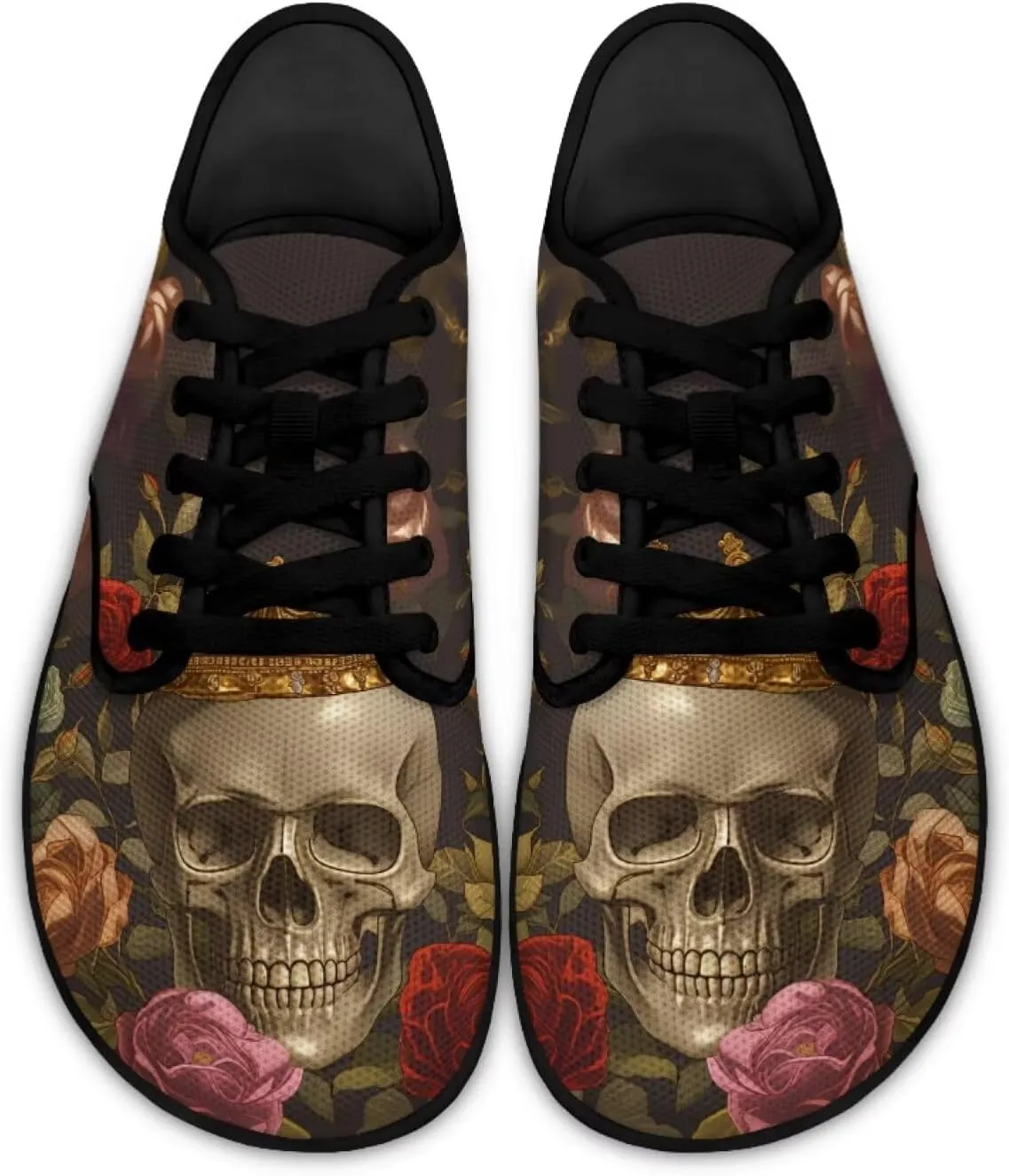 Skull Sneakers for Women Men Business Casual Shoes Wide Toe Box Barefoot Zero Drop Walking Shoes