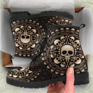 Skulls and Bones Women's Vegan Leather Combat Boots