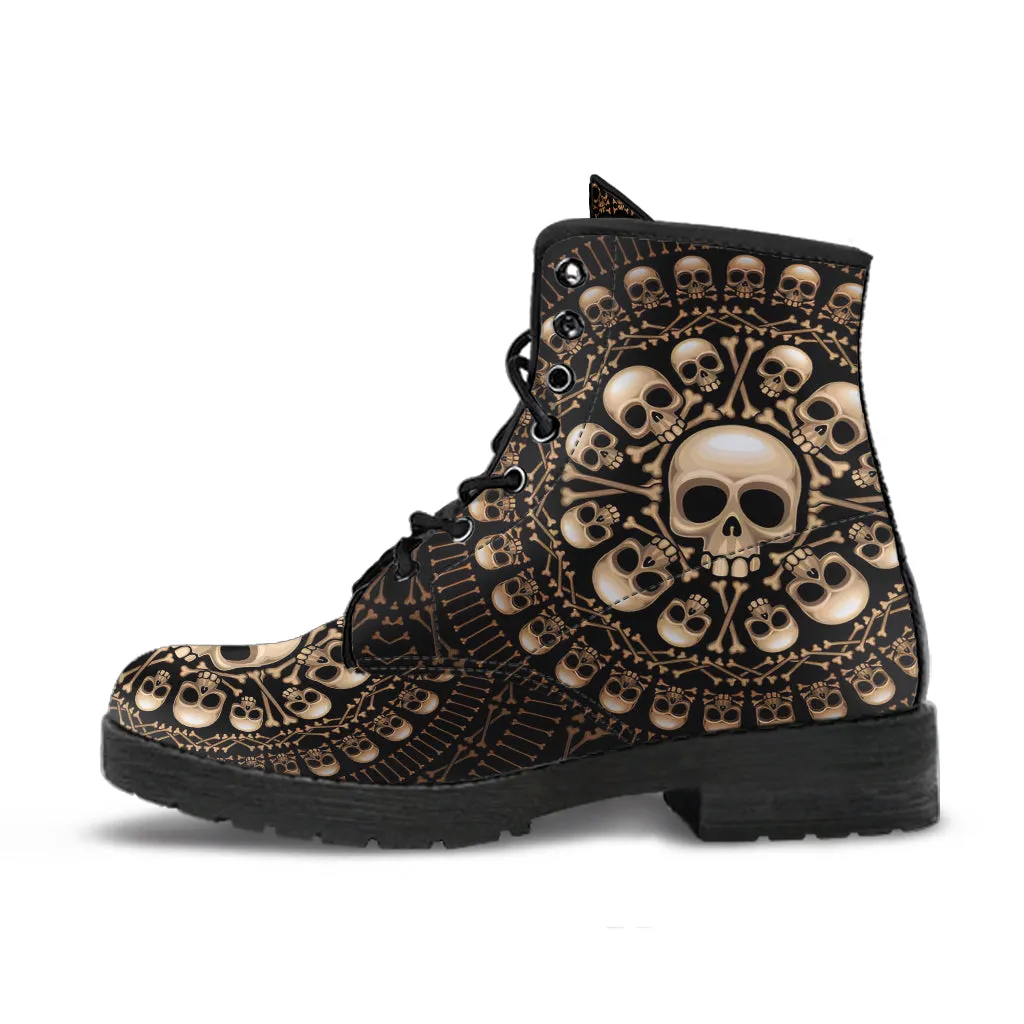 Skulls and Bones Women's Vegan Leather Combat Boots