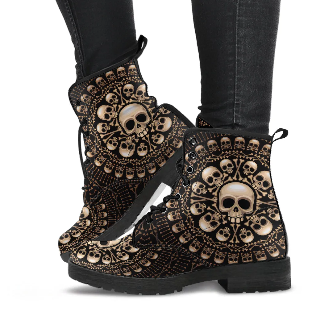 Skulls and Bones Women's Vegan Leather Combat Boots