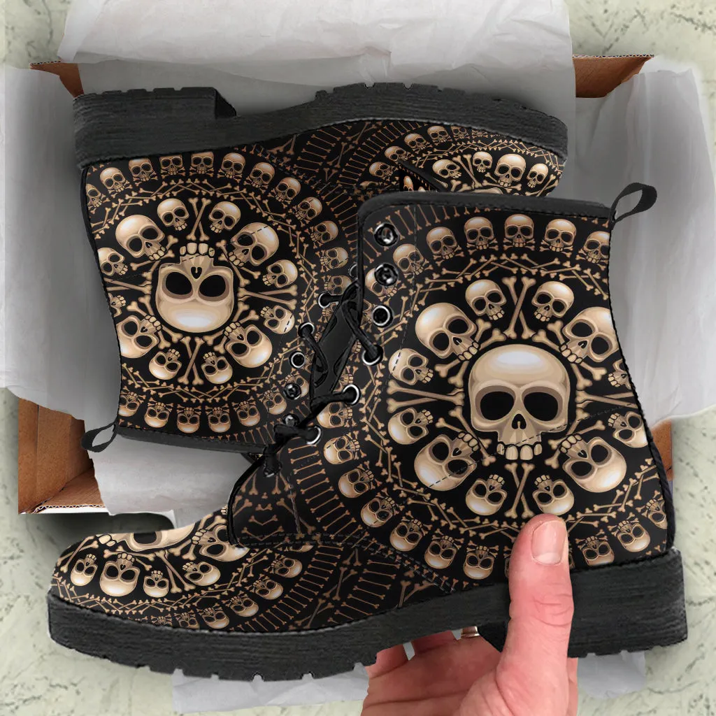 Skulls and Bones Women's Vegan Leather Combat Boots