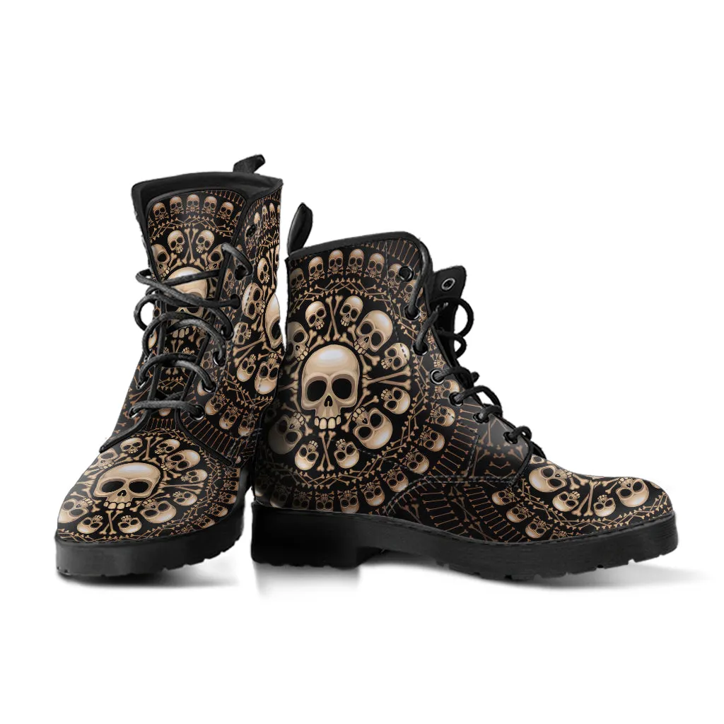 Skulls and Bones Women's Vegan Leather Combat Boots
