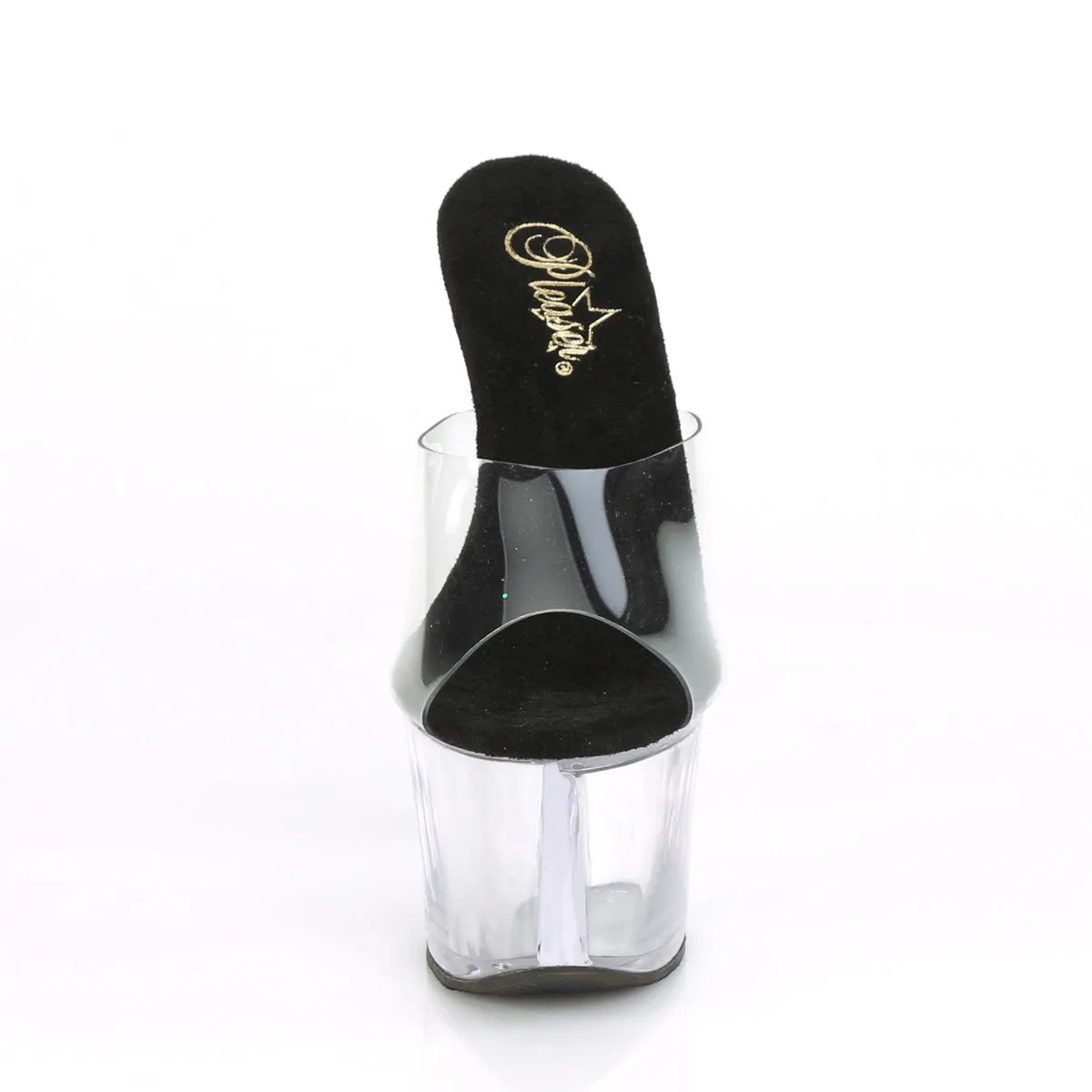 SKY-301 7" Heel Clear and Black Pole Dancer Heels