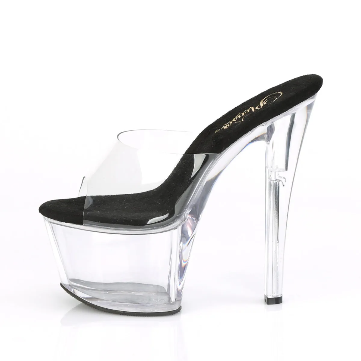 SKY-301 7" Heel Clear and Black Pole Dancer Heels