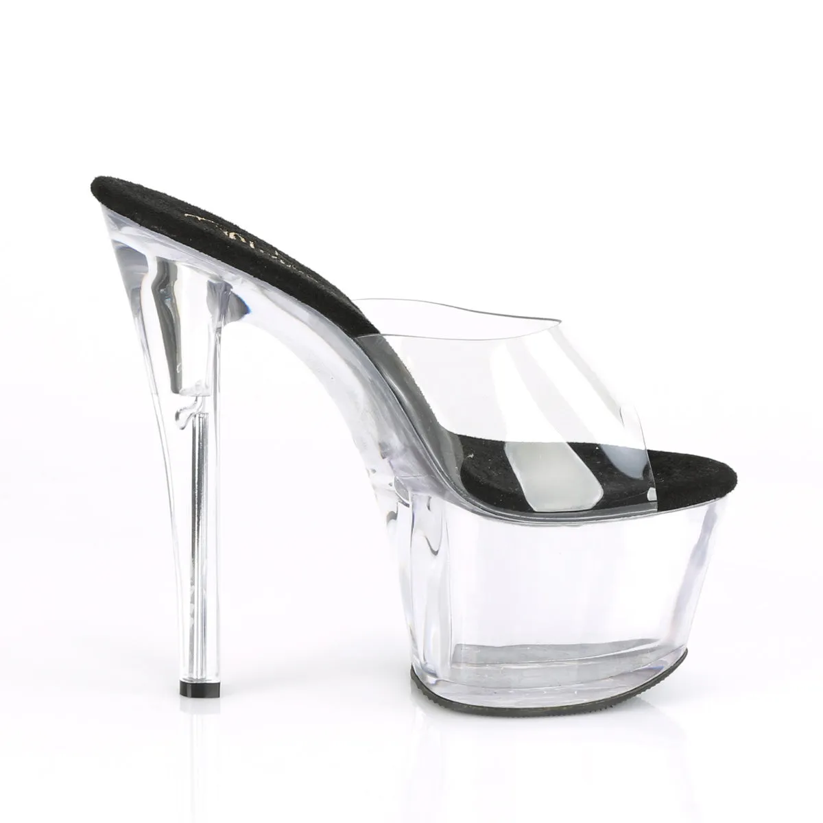 SKY-301 7" Heel Clear and Black Pole Dancer Heels