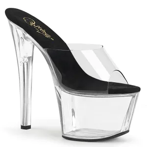 SKY-301 7" Heel Clear and Black Pole Dancer Heels