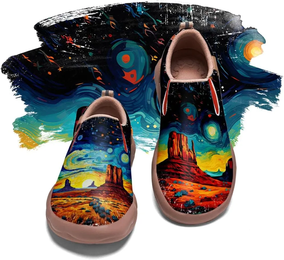 Slip On Loafers for Women Lightweight Comfort Casual Shoes Art Painted Travel Sneakers