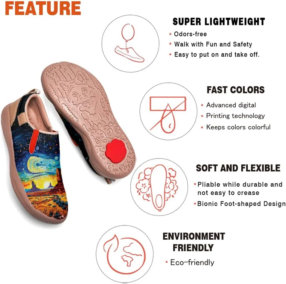 Slip On Loafers for Women Lightweight Comfort Casual Shoes Art Painted Travel Sneakers