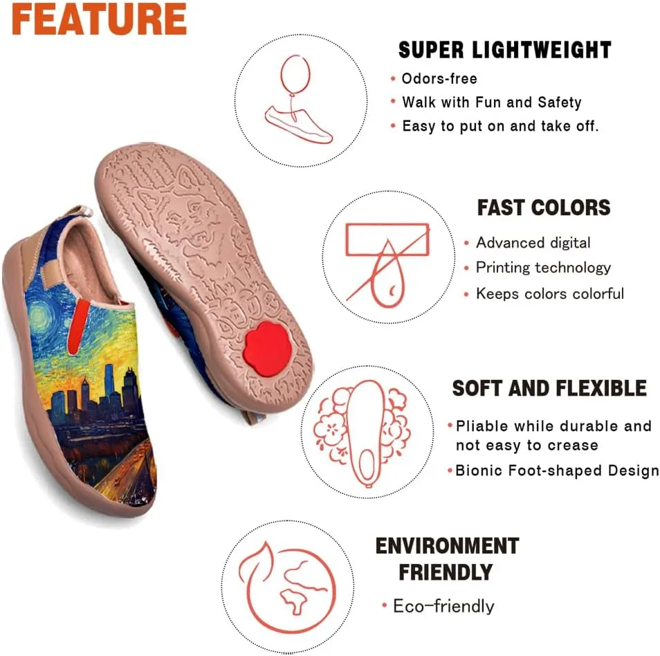 Slip On Loafers for Women Lightweight Comfort Casual Shoes Art Painted Travel Sneakers