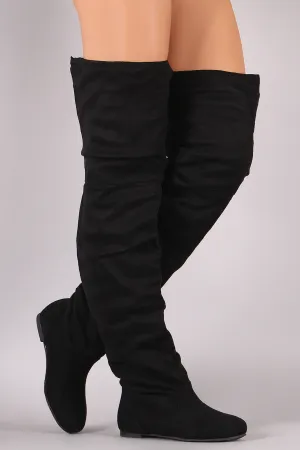 Slouchy Vegan Suede Over-The-Knee Flat Boots