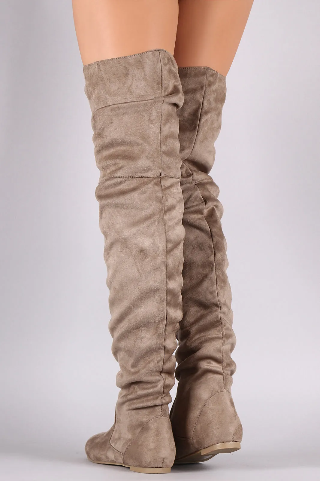 Slouchy Vegan Suede Over-The-Knee Flat Boots