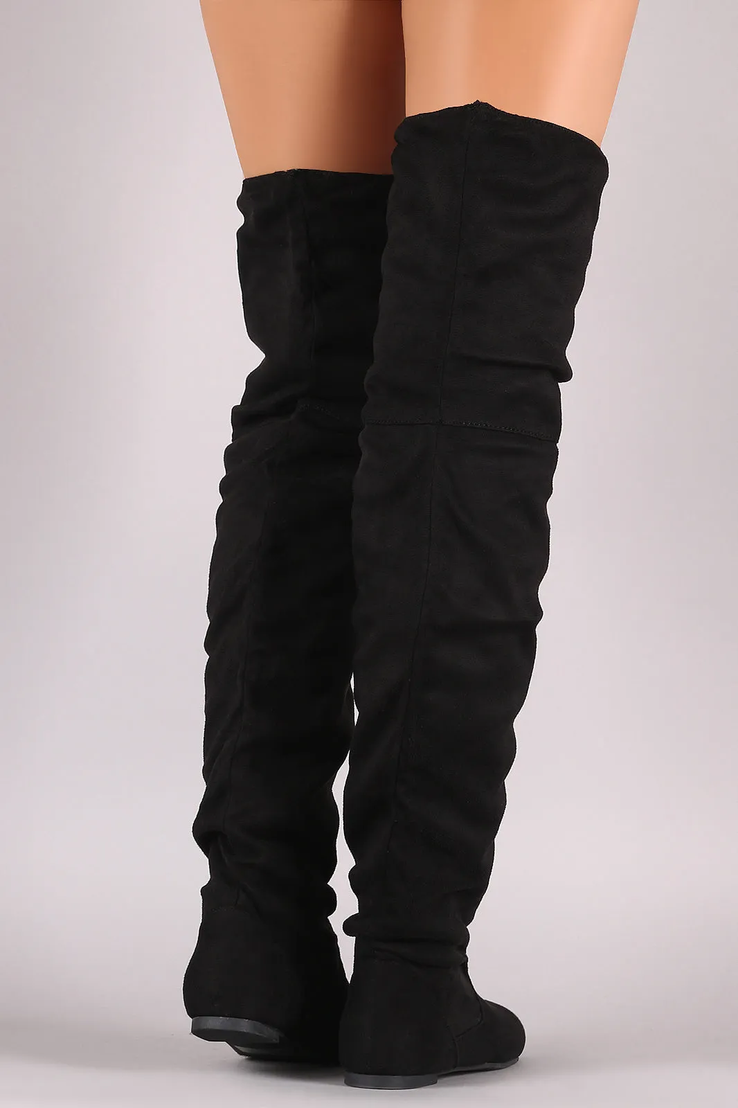 Slouchy Vegan Suede Over-The-Knee Flat Boots