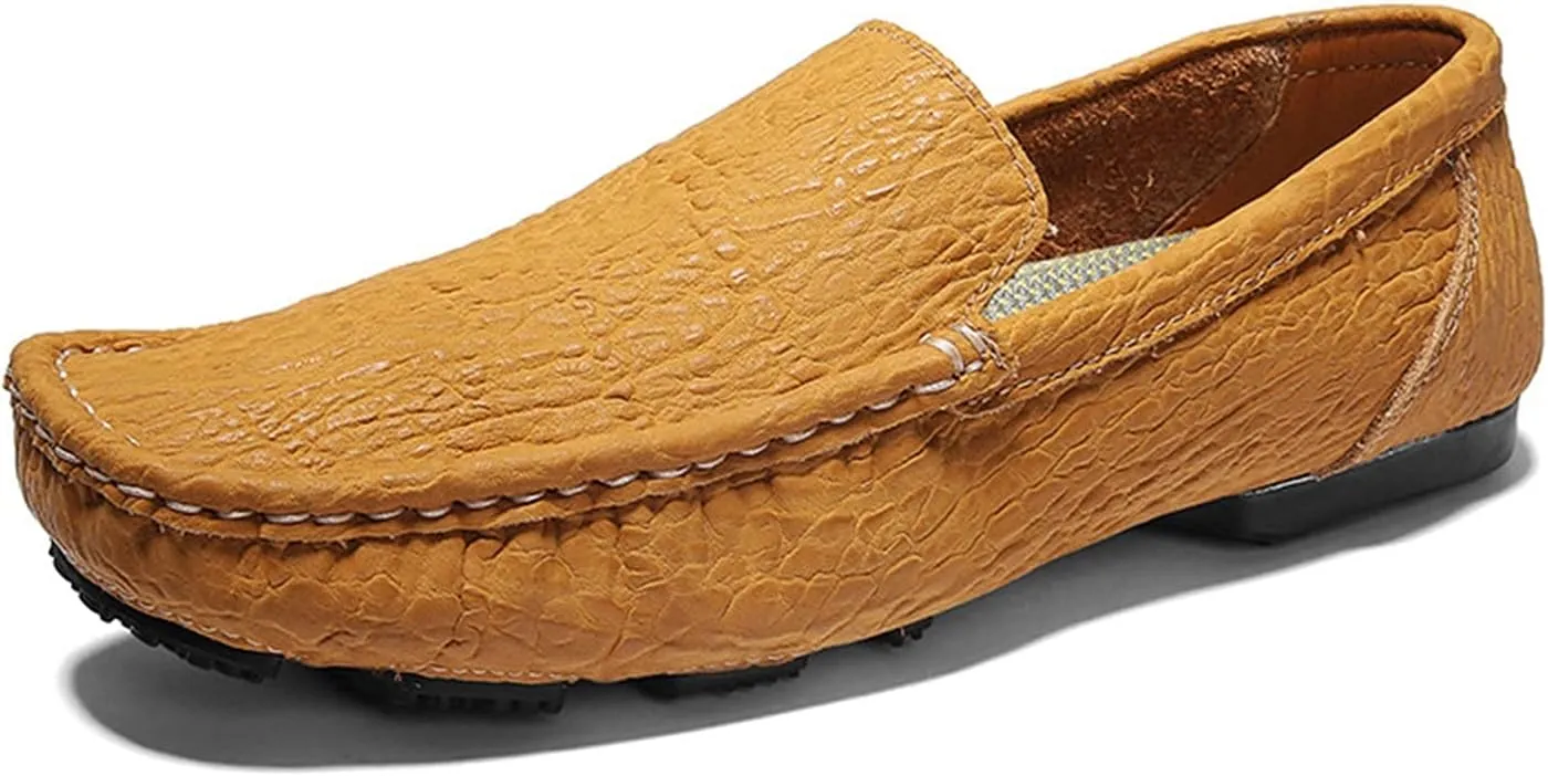 Smoking Loafer Driving Moccasins for Men Genuine Leather Round Toe Breathable Soft Comfortable Flat Heel Driving Slip On for Any Attire