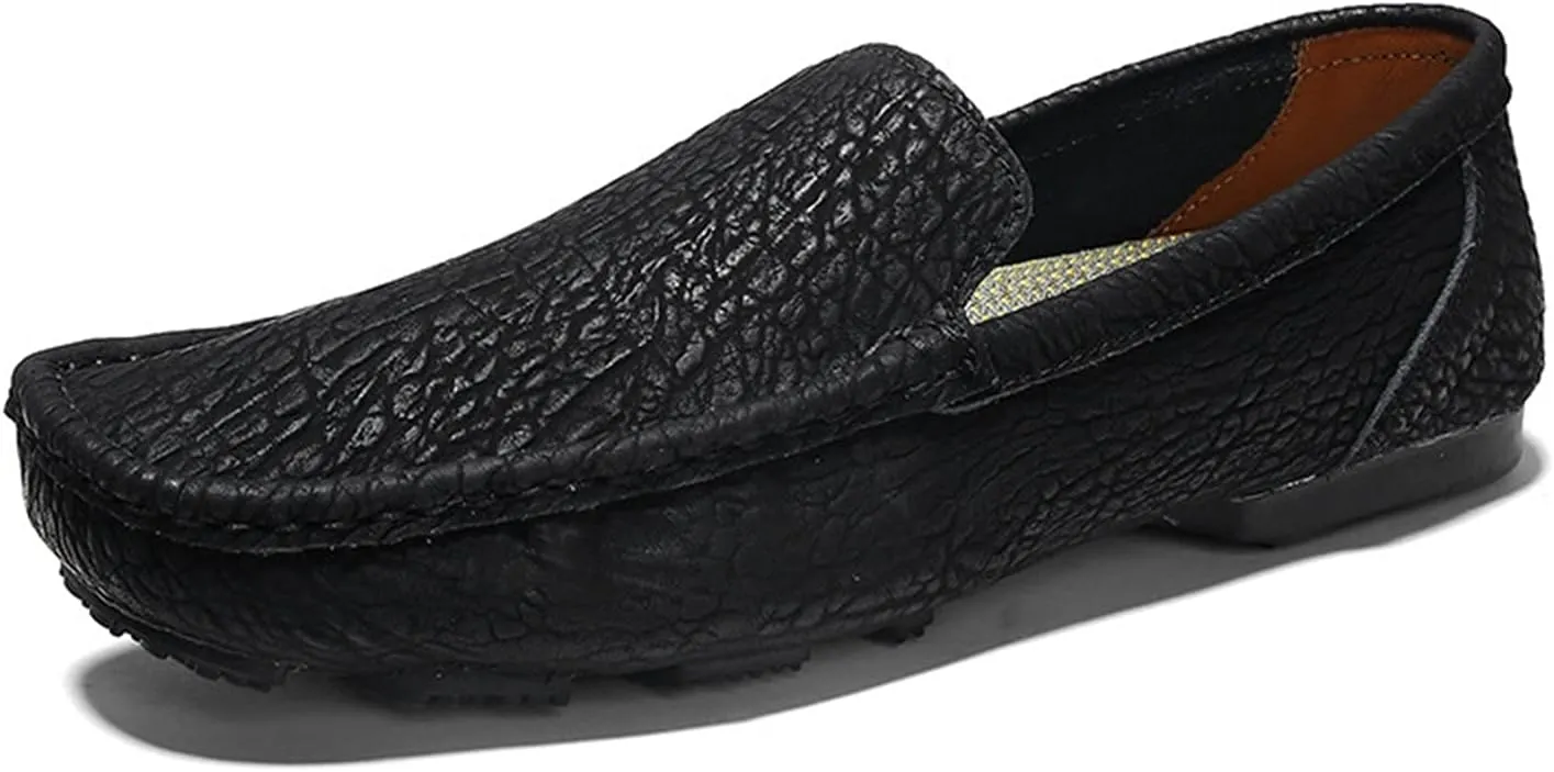 Smoking Loafer Driving Moccasins for Men Genuine Leather Round Toe Breathable Soft Comfortable Flat Heel Driving Slip On for Any Attire