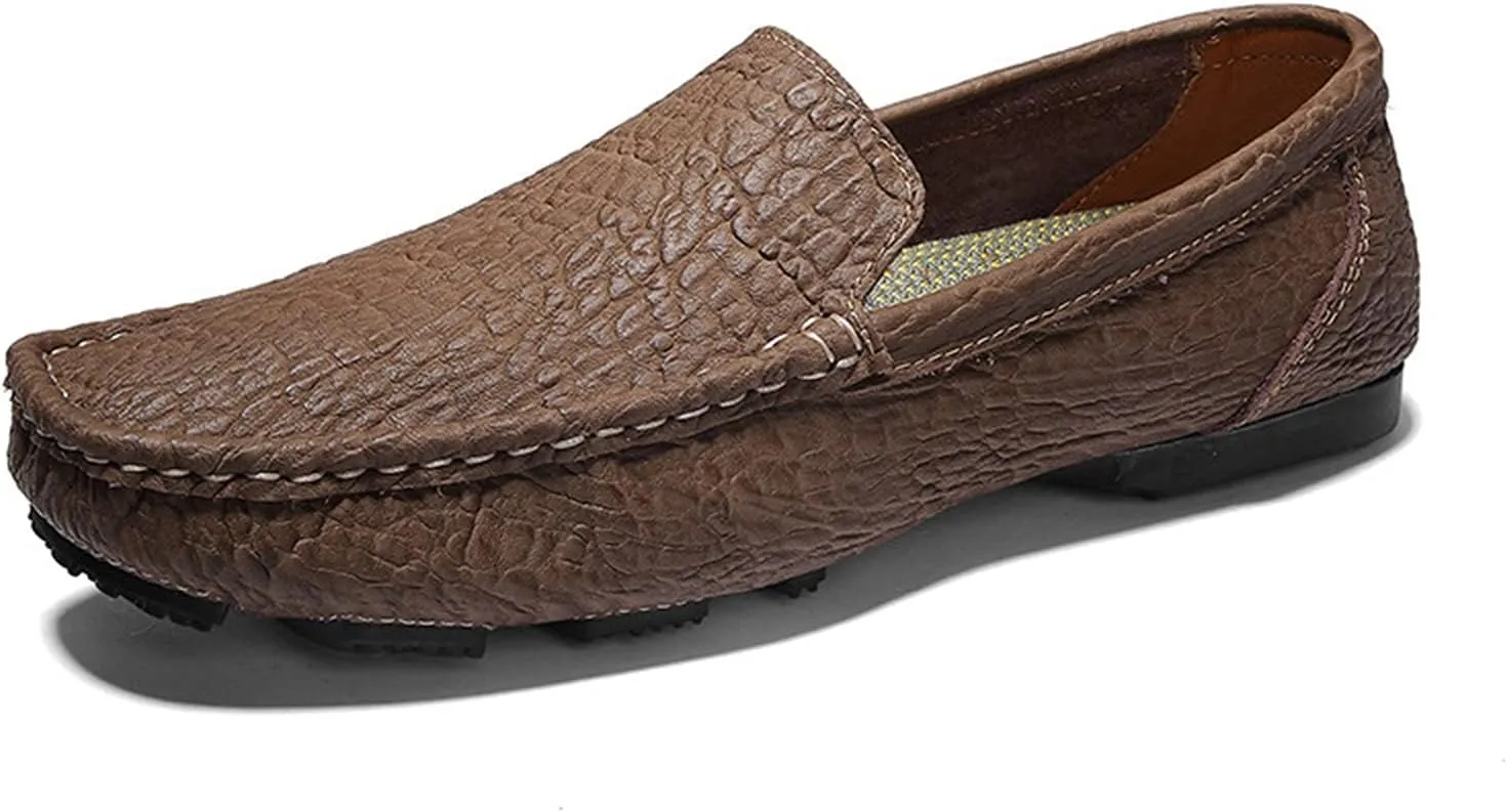 Smoking Loafer Driving Moccasins for Men Genuine Leather Round Toe Breathable Soft Comfortable Flat Heel Driving Slip On for Any Attire
