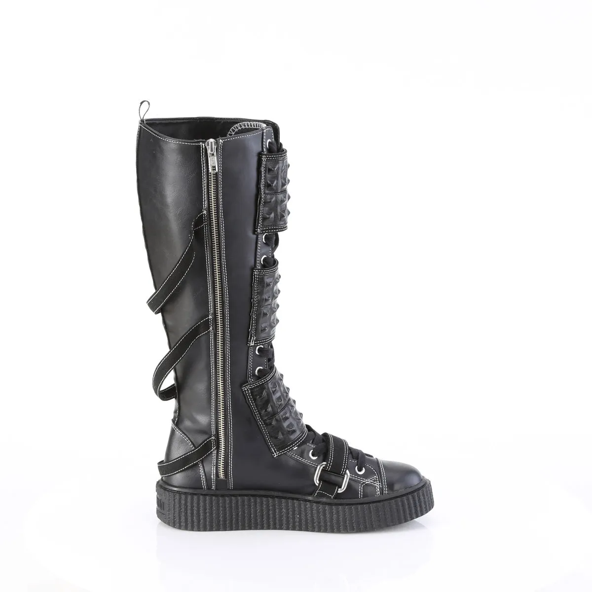 SNEEKER-410 DemoniaCult Black Vegan Leather Sexy Unisex Sneakers (Alternative Footwear)